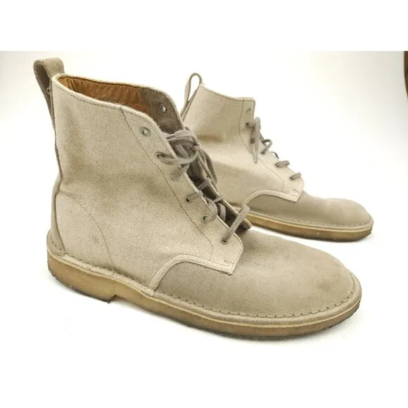 Clarks Men's Size 9 M US Charles F. Stead Loden Beige Suede Canvas Crepe Boots