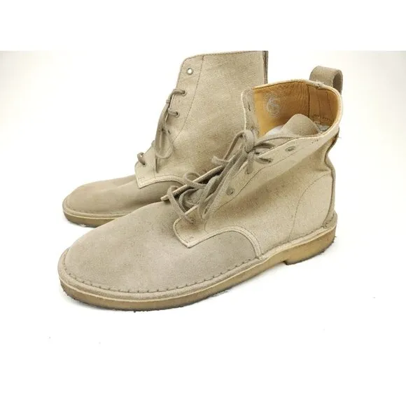 Clarks Men's Size 9 M US Charles F. Stead Loden Beige Suede Canvas Crepe Boots