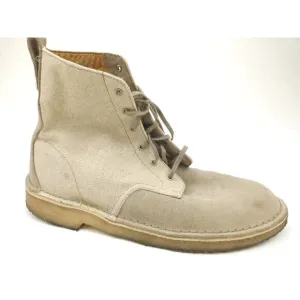 Clarks Men's Size 9 M US Charles F. Stead Loden Beige Suede Canvas Crepe Boots