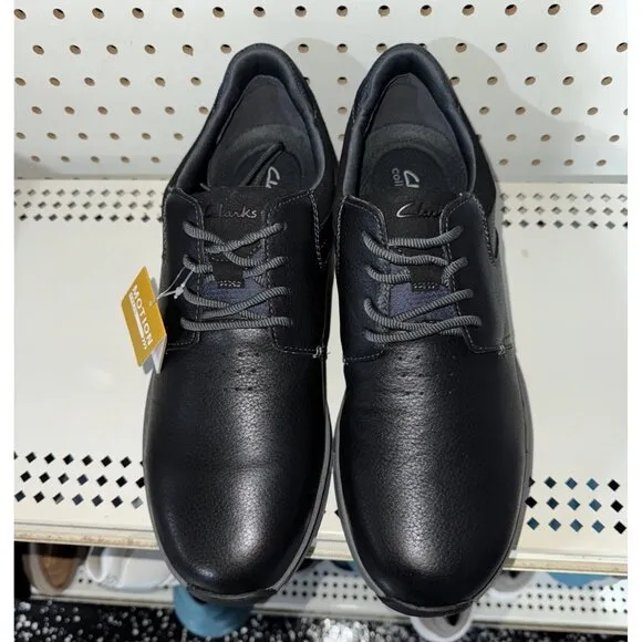 Clarks Motion Trek PT Mens Leather Casual Lace Up Sneakers Shoes Size 11.5 Black