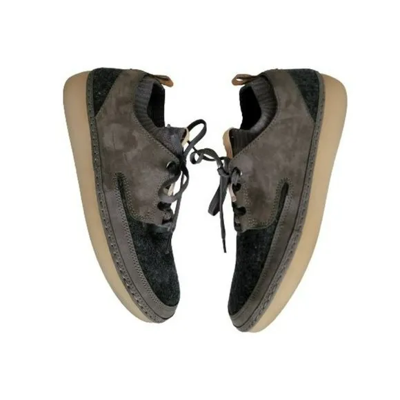 CLARKS NATURE Women's Dark Gray Combi Lace-Up Trainers Sneakers Size US 9M
