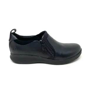 Clarks Un Adorn Zip Black Leather Combo NARROW