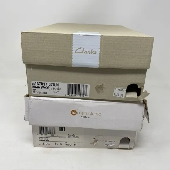 Clarks Un Adorn Zip Black Leather Combo NARROW
