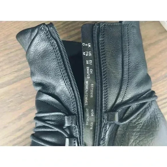 Clarks Volara Dina Black Leather Casual Comfort Boots Booties Size 7.5M