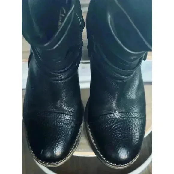Clarks Volara Dina Black Leather Casual Comfort Boots Booties Size 7.5M