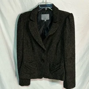 Classiques Entier 12 black brown woolen feel tweed fitted jacket fully lined euc