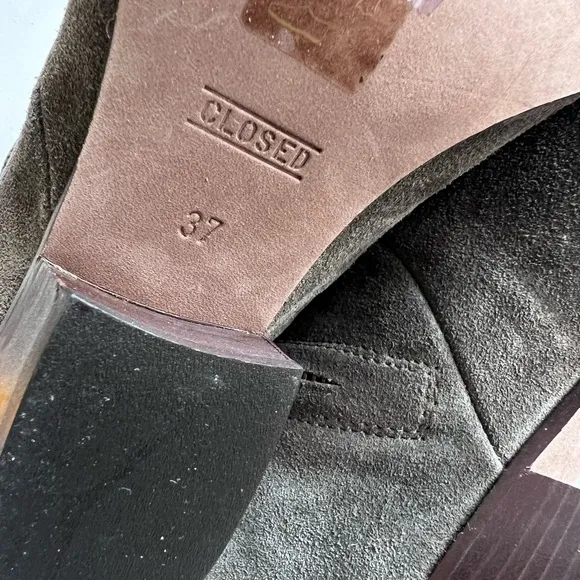 CLOSED Suede Ankle Boots in Olive Brown Wedge 37