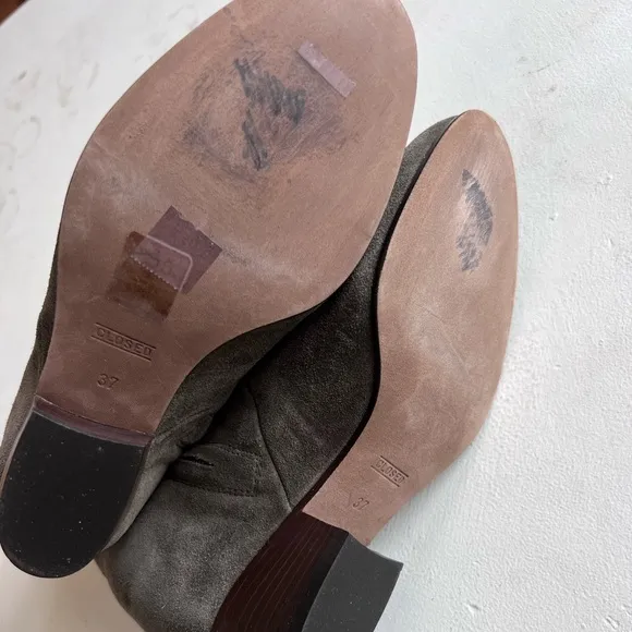 CLOSED Suede Ankle Boots in Olive Brown Wedge 37