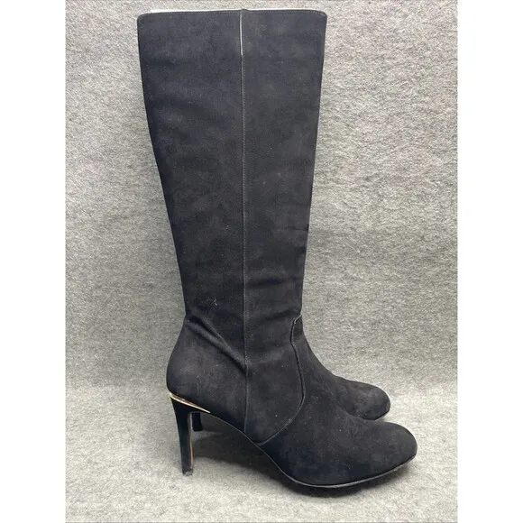 COACH &quot;Roma&quot; Women's High Heel Suede Boots US 11B Black READ