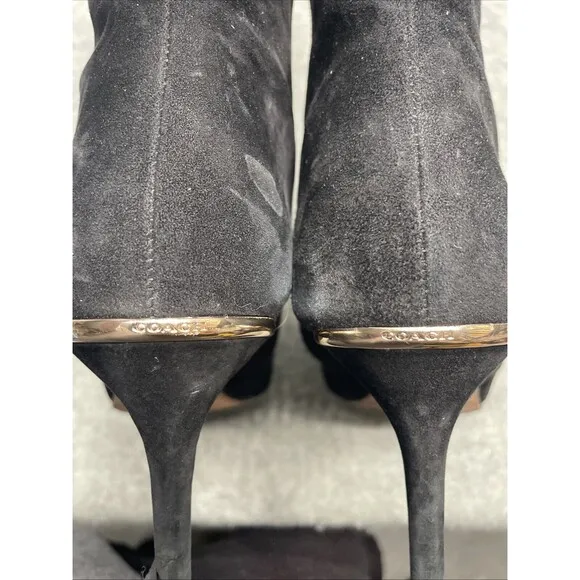 COACH &quot;Roma&quot; Women's High Heel Suede Boots US 11B Black READ