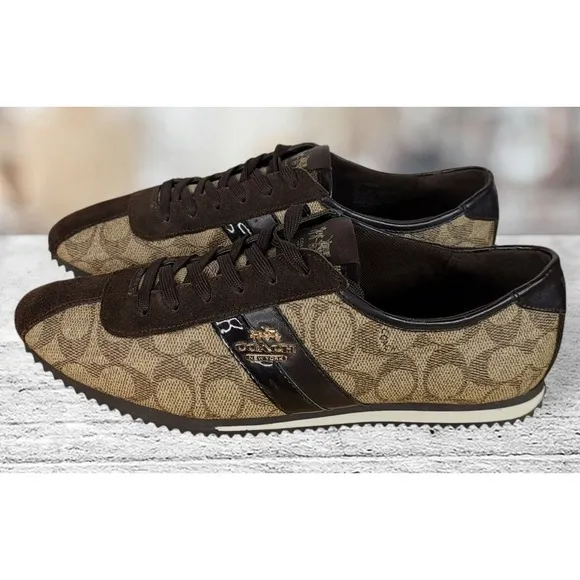 Coach Ivy Logo Pebbled Fashion Sneaker Shoes Brown Size 10B New York