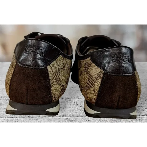 Coach Ivy Logo Pebbled Fashion Sneaker Shoes Brown Size 10B New York