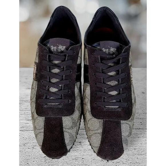 Coach Ivy Logo Pebbled Fashion Sneaker Shoes Brown Size 10B New York