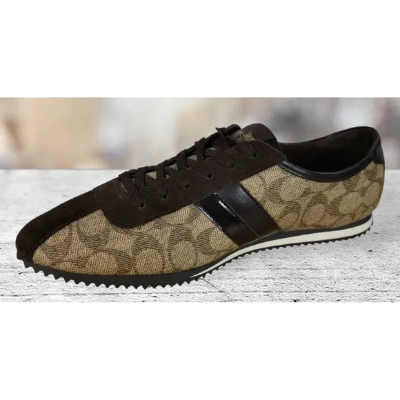 Coach Ivy Logo Pebbled Fashion Sneaker Shoes Brown Size 10B New York