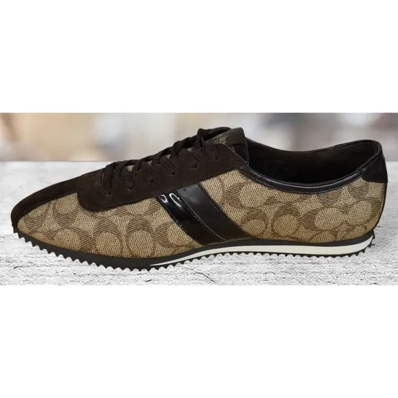 Coach Ivy Logo Pebbled Fashion Sneaker Shoes Brown Size 10B New York