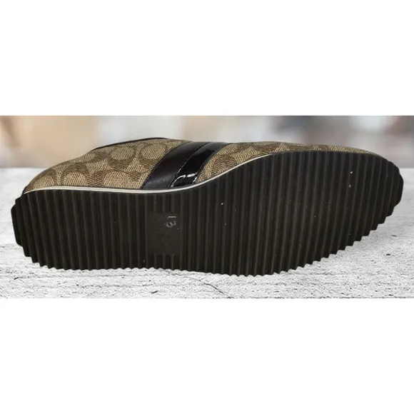 Coach Ivy Logo Pebbled Fashion Sneaker Shoes Brown Size 10B New York