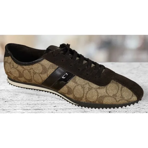 Coach Ivy Logo Pebbled Fashion Sneaker Shoes Brown Size 10B New York