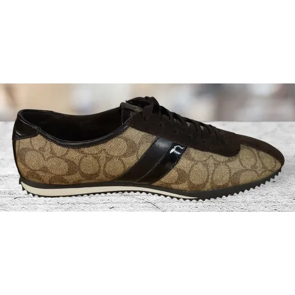 Coach Ivy Logo Pebbled Fashion Sneaker Shoes Brown Size 10B New York