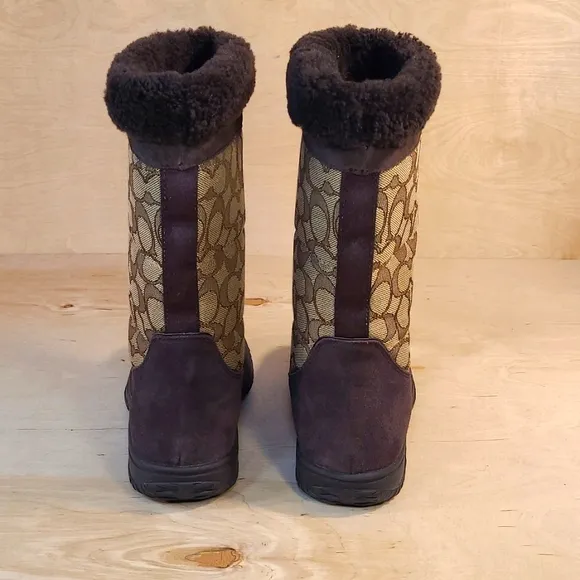 Coach Sherman Signature Brown Suede Chestnut Womens Boots