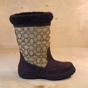 Coach Sherman Signature Brown Suede Chestnut Womens Boots