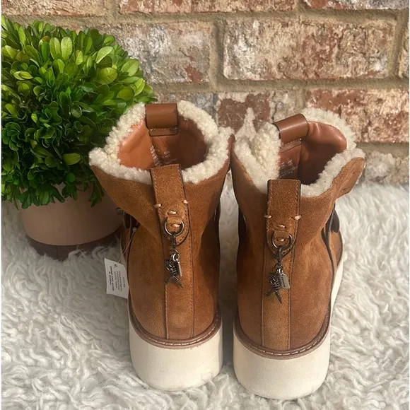 Coach Urban Hiker Suede Shearling Boots Size 10