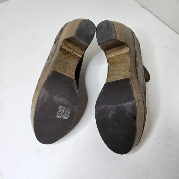 Coclico Tik Clog Boots Carbon Split Suede Zipper Back Platform Wedge Wood Sole 7