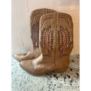 Coconuts by Matisse Cisco Faux Leather Almond Toe Cowboy, Western Boots 8.5M Tan