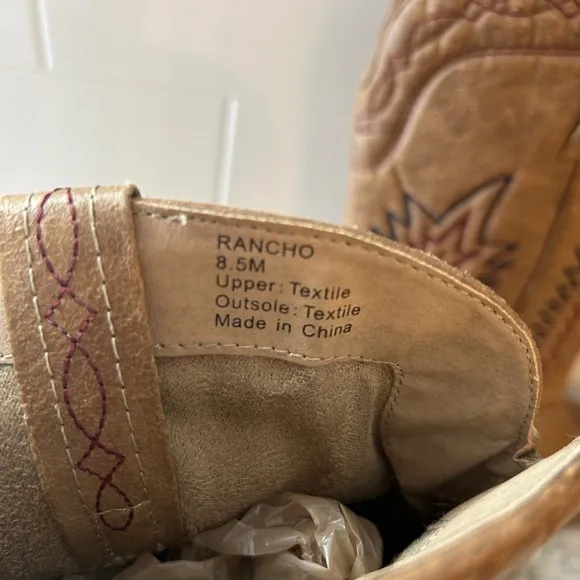Coconuts by Matisse Cisco Faux Leather Almond Toe Cowboy, Western Boots 8.5M Tan