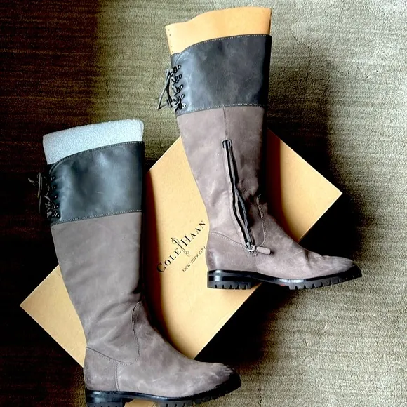 COLE HAAN AIR KENSINGTON Grey suede tall riding boots nike air TECH 7W