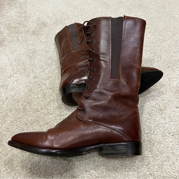 Cole Haan Country Vintage Lace Up Brown Leather Boots Pointed Women’s Size 8,