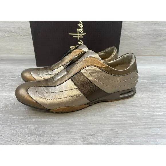 Cole Haan D25502 Women's 7.5AA  Metallic Leather Slip-On Casual Sneaker Shoe