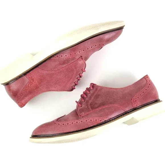 Cole Haan Franklin Nike Air Cushioned Red Leather Lace-up Wingtip Oxford Shoe
