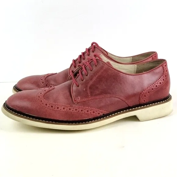 Cole Haan Franklin Nike Air Cushioned Red Leather Lace-up Wingtip Oxford Shoe