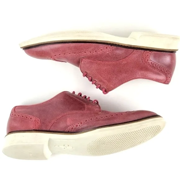 Cole Haan Franklin Nike Air Cushioned Red Leather Lace-up Wingtip Oxford Shoe