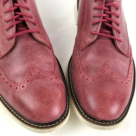 Cole Haan Franklin Nike Air Cushioned Red Leather Lace-up Wingtip Oxford Shoe