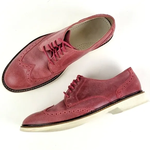 Cole Haan Franklin Nike Air Cushioned Red Leather Lace-up Wingtip Oxford Shoe
