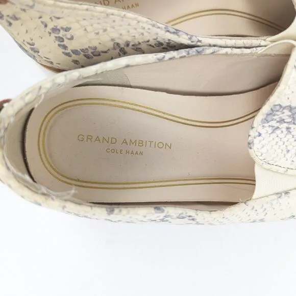 Cole Haan Grand Ambition Reptile Snake Print Embossed Leather Shoes Size 7.5