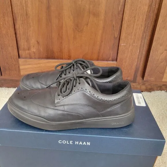COLE HAAN Grand Crosscourt Wingtip Sneakers Men's Shoes  C35973 Size 9 EUC BLACK