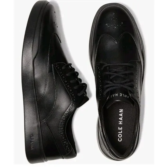 COLE HAAN Grand Crosscourt Wingtip Sneakers Men's Shoes  C35973 Size 9 EUC BLACK