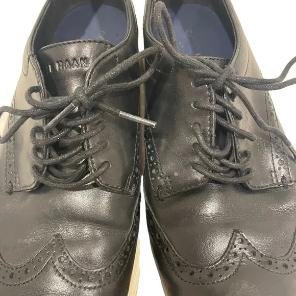 Cole Haan Grand Tour Wing Oxfords Leather Black C29413 Sz 10 M Dress Shoes