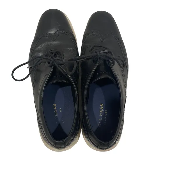 Cole Haan Grand Tour Wing Oxfords Leather Black C29413 Sz 10 M Dress Shoes