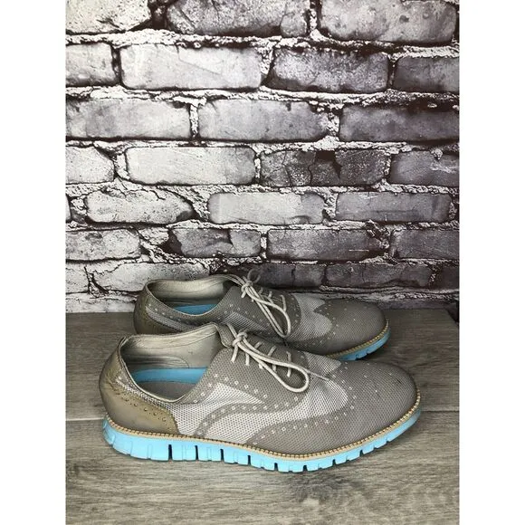 Cole Haan ZeroGrand Grand.OS Gray Mesh Wingtip Blue Shoes Men’s Sz 12M US C27486