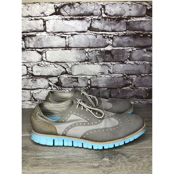 Cole Haan ZeroGrand Grand.OS Gray Mesh Wingtip Blue Shoes Men’s Sz 12M US C27486
