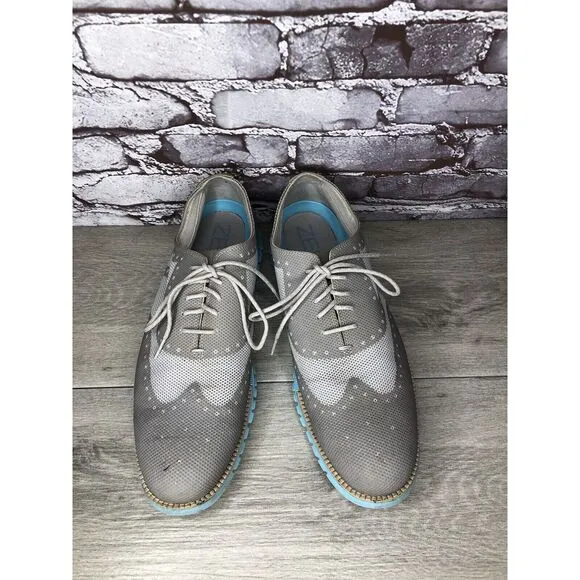 Cole Haan ZeroGrand Grand.OS Gray Mesh Wingtip Blue Shoes Men’s Sz 12M US C27486