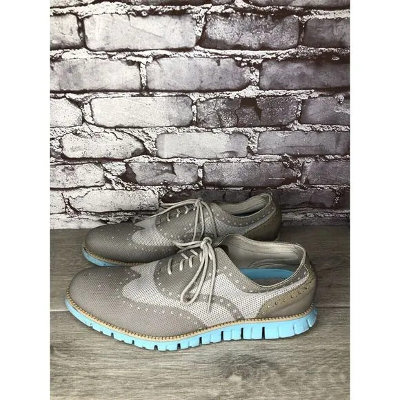 Cole Haan ZeroGrand Grand.OS Gray Mesh Wingtip Blue Shoes Men’s Sz 12M US C27486