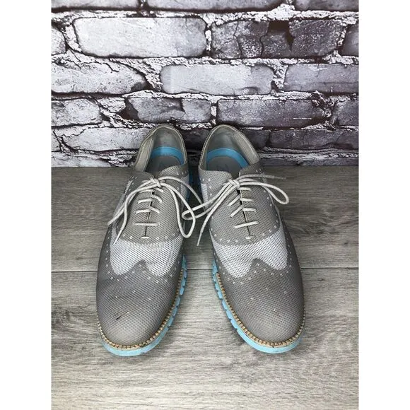 Cole Haan ZeroGrand Grand.OS Gray Mesh Wingtip Blue Shoes Men’s Sz 12M US C27486
