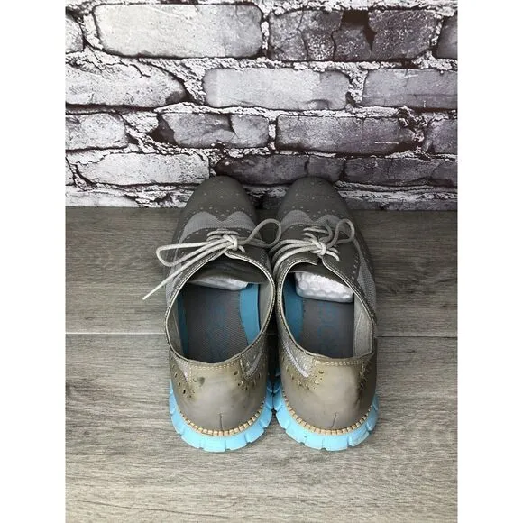 Cole Haan ZeroGrand Grand.OS Gray Mesh Wingtip Blue Shoes Men’s Sz 12M US C27486