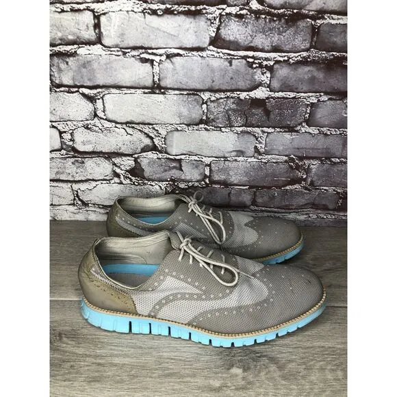 Cole Haan ZeroGrand Grand.OS Gray Mesh Wingtip Blue Shoes Men’s Sz 12M US C27486