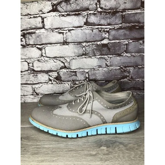 Cole Haan ZeroGrand Grand.OS Gray Mesh Wingtip Blue Shoes Men’s Sz 12M US C27486