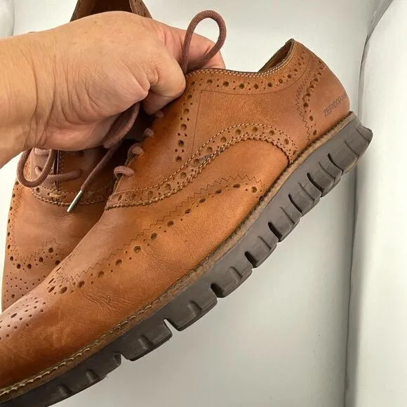 Cole‎ Haan Zerogrand Wingtip Oxford Shoes Men's Size 10.5 British Tan Brown